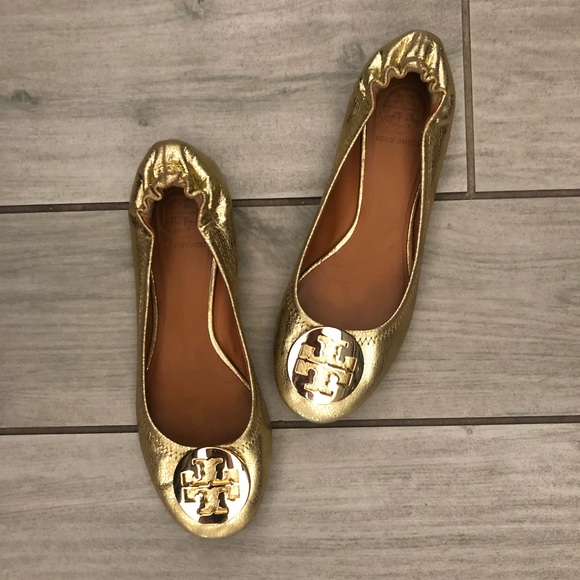 Tory Burch Reva Metallic Ballerina Flats🔥 - Picture 2 of 11